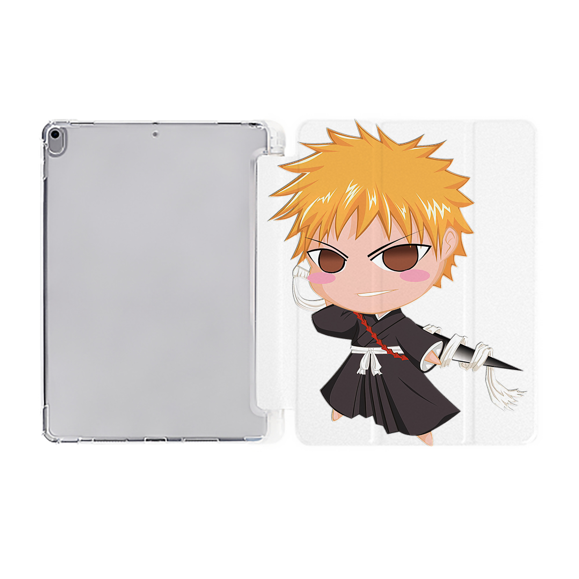 （画像用） ブリーチ 黒崎一護（くろさき いちご）BLEACH Kurosaki Ichigo IPad ケース ペン収納付き 三つ折りスタンド PUレザー×シリコン 対応機種9.5/10.5/10.9インチ